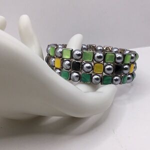 Vintage 3 Row Beads & Colors of the Ocean Square Gems